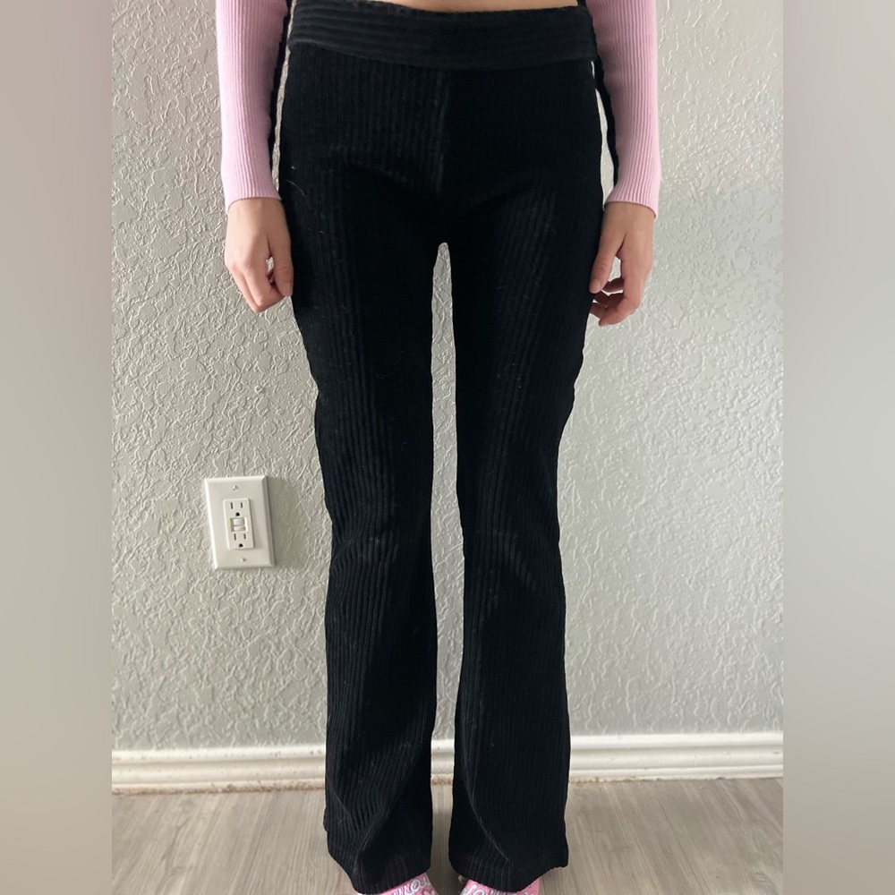 Urban Outfitters Black Flared Velvet material pants